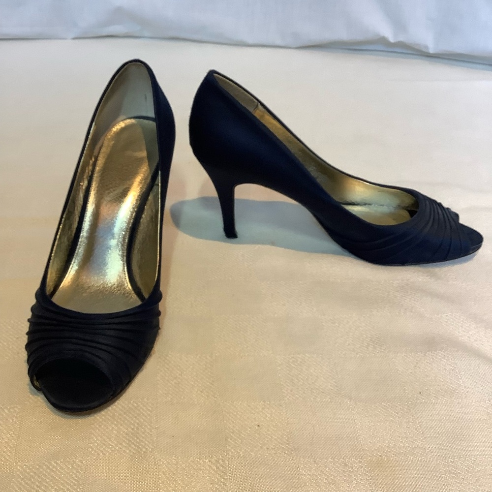 Adrianna Papell Navy Peep-Toe Heels